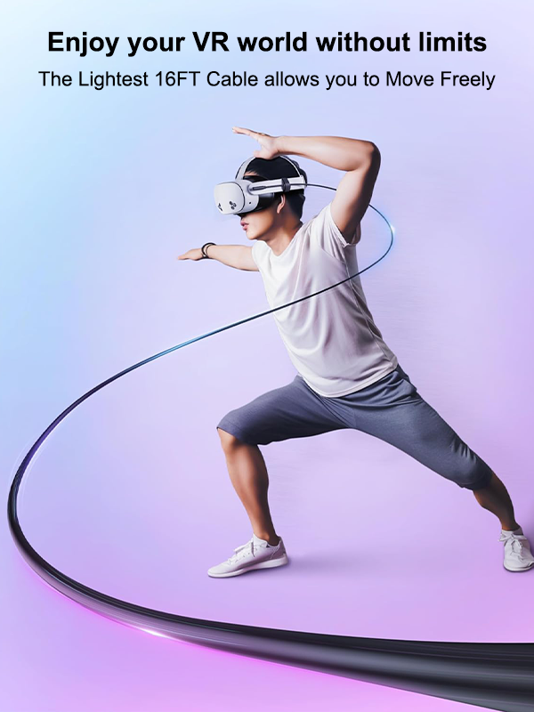 Design Link Cable Compatible with Meta Quest 3s Quest 3 Quest 2/Pro/Pico 4 Accessories and PC/Steam VR 