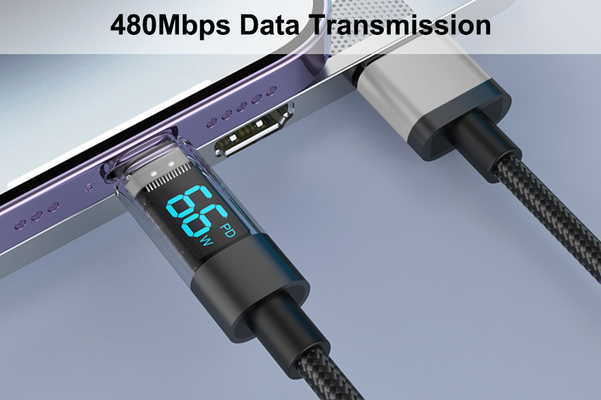 USB C Cable with Visible LED Display