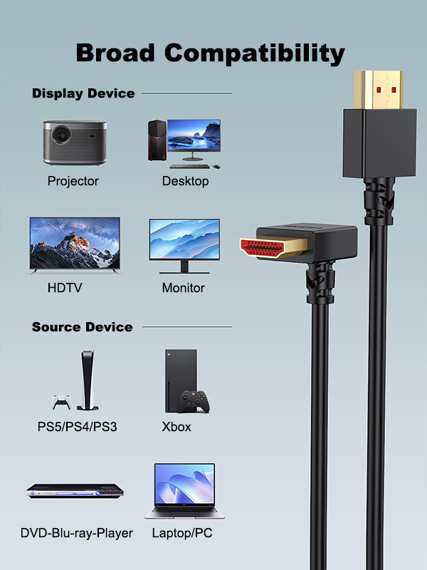 8K Right Angle Ultra High Speed HDMI Cable  90 Degree HDMI 2.1 Cable  