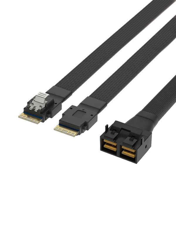 Mini SAS SFF-8643 8I to 2 Ports slim SAS SFF-8654 4I Adapter cable 