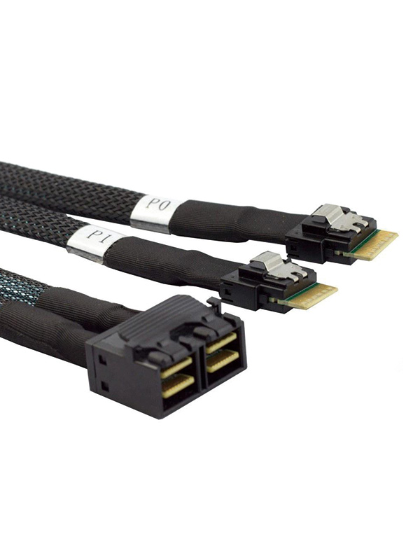 Mini SAS SFF-8643 8I to 2 Ports slim SAS SFF-8654 4I Adapter cable 