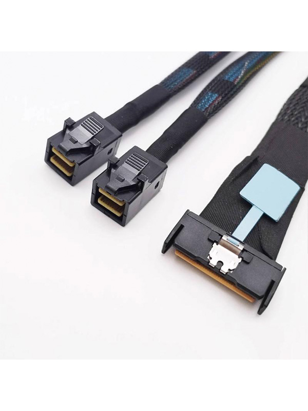 MCIO 8i to 2 x SFF 8643 Cable, PCIe 5.0 32GT / s High Speed for MCIO X8 to Mini SAS HD SFF 8643 Cord for Server Data Center