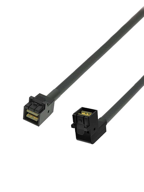 HD Mini SAS SFF-8643 to SFF-8643 Down Angled Cable