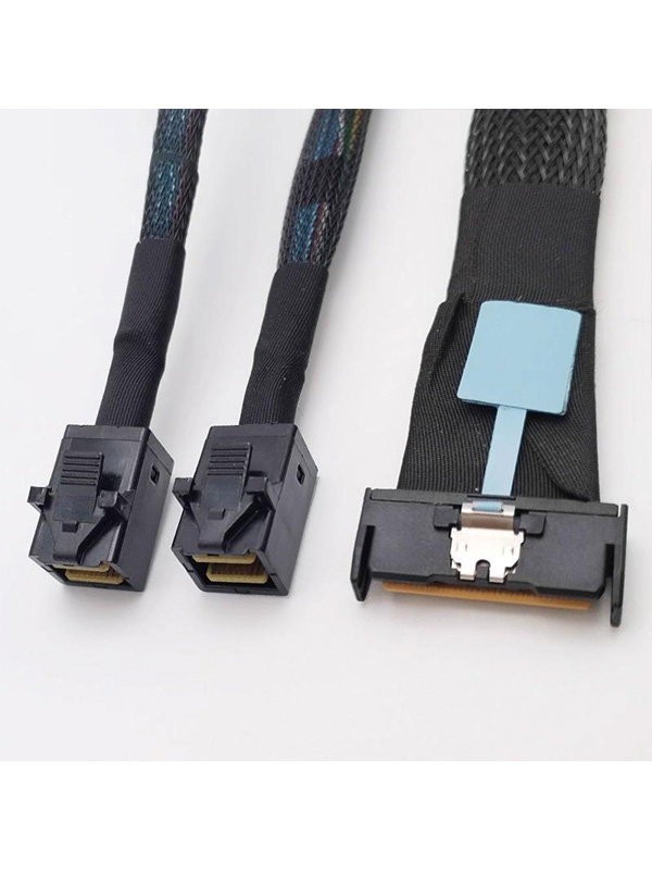 MCIO 8i to 2 x SFF 8643 Cable, PCIe 5.0 32GT / s High Speed for MCIO X8 to Mini SAS HD SFF 8643 Cord for Server Data Center 