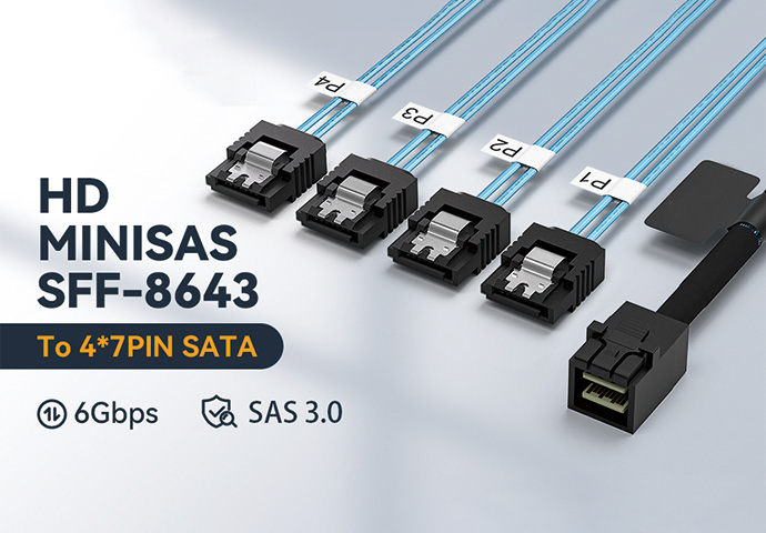 HD MINI SAS SFF-8643 to 4SATA