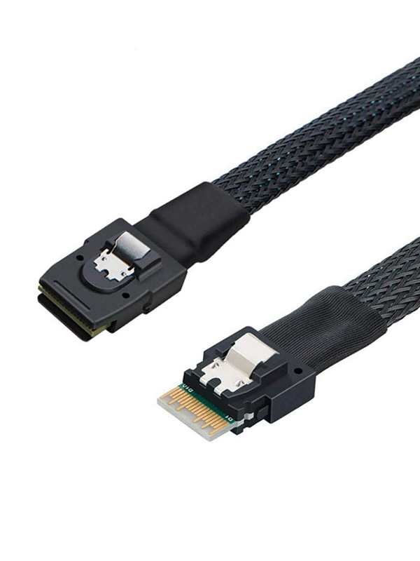 Slim Line SAS 4.0 SFF-8654 4i 38 Pin Host to Mini SAS 4i SFF-8087 36 Pin Target Cable  