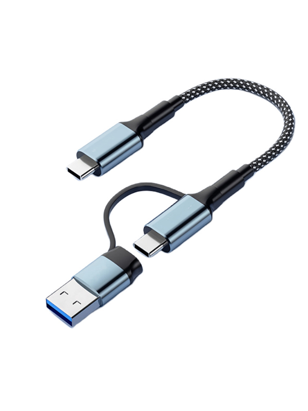  2 in 1 Braided Type C Cable 20Gbps Data Transfer 