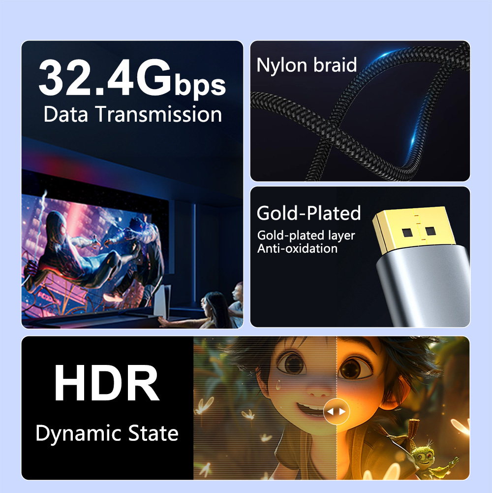 Displayport 1.4 To Hdmi 2.0 Active Video Adapter Cable 