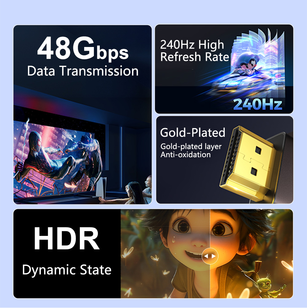 Gold Plated HDMI 2.1 Cable 8k 60hz 