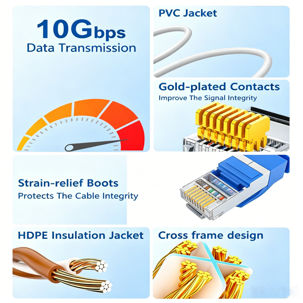 10Gbps Cat 6 Ethernet Cable Outdoor&Indoor 