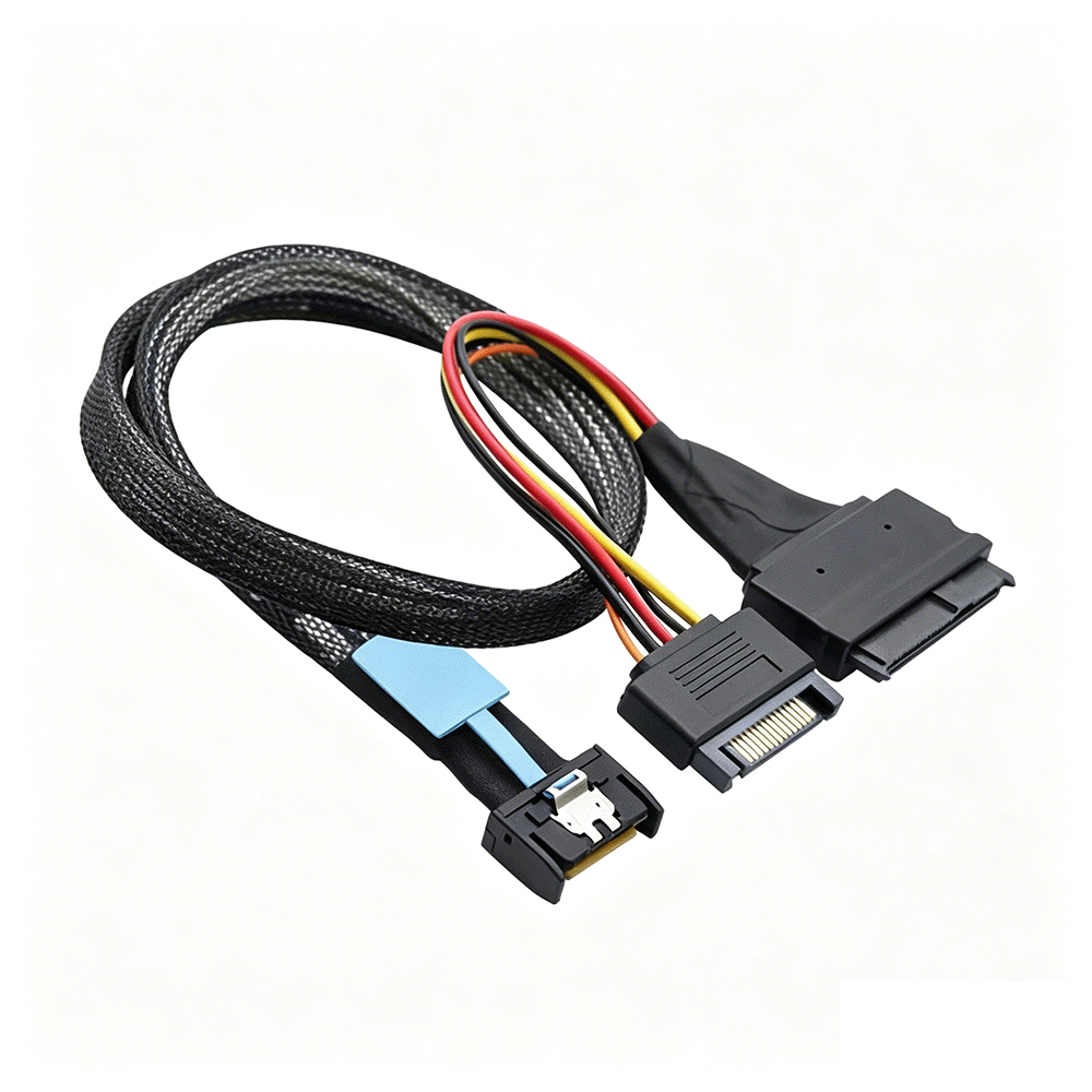 MCIO SAS SFF-8654 to U.2 NVMe SFF-8639 With SATA 15P Cable 