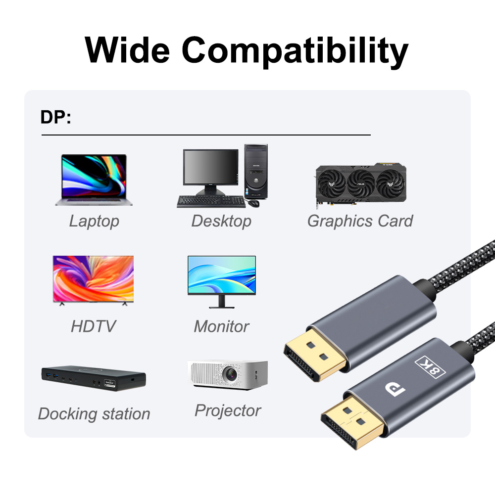 DisplayPort to DisplayPort 1.4 Cable 8K@60Hz