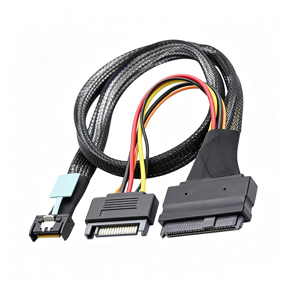MCIO SAS SFF-8654 to U.2 NVMe SFF-8639 With SATA 15P Cable 
