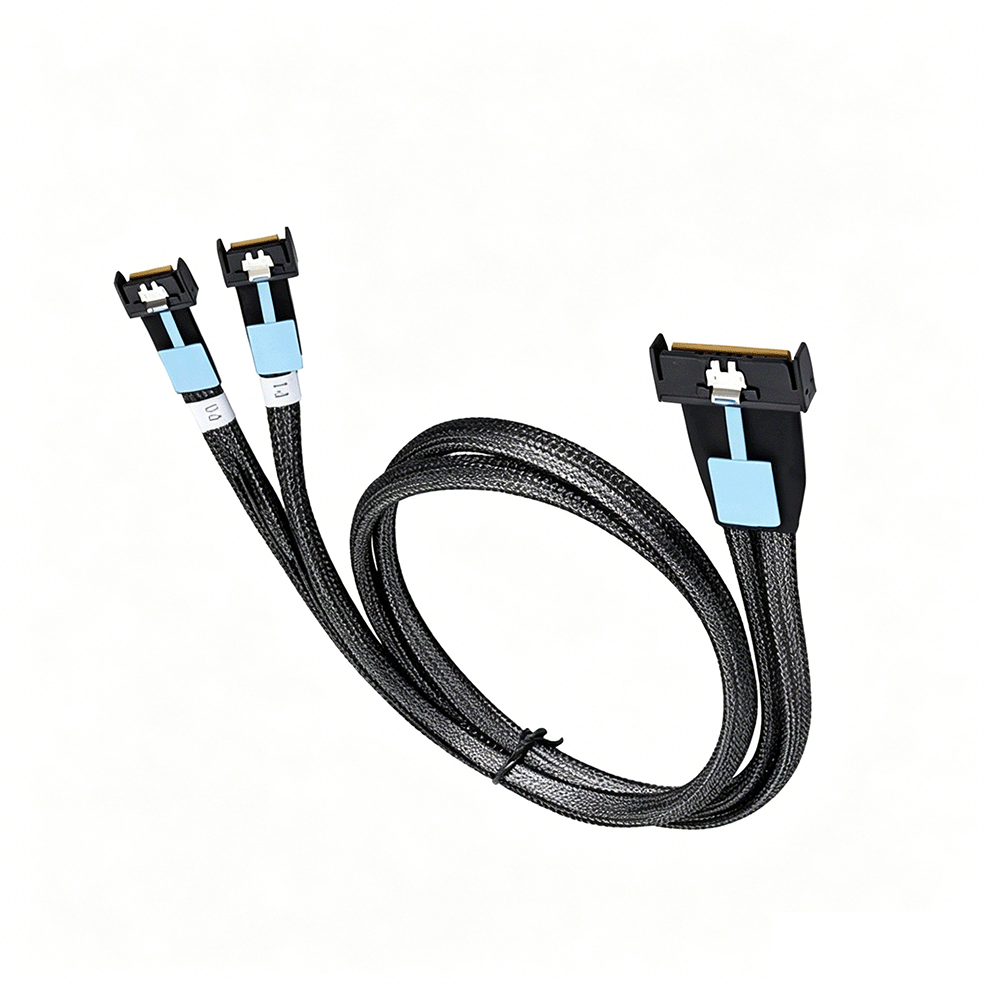PCIE 5.0 MCIO 8X Straight to 2* MCIO 4X Straight Cable 
