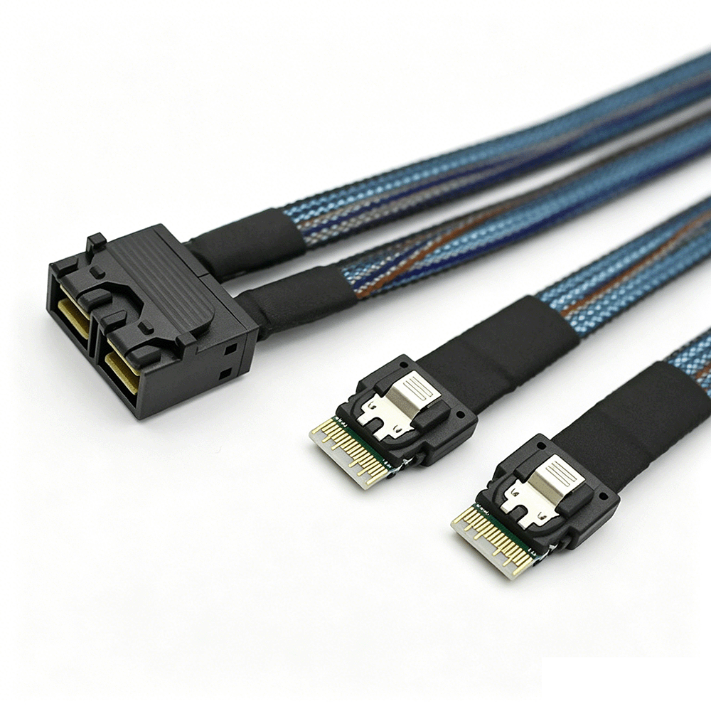 Mini SAS SFF-8643 8I to  2X SlimSAS SFF-8654 4I Cable 