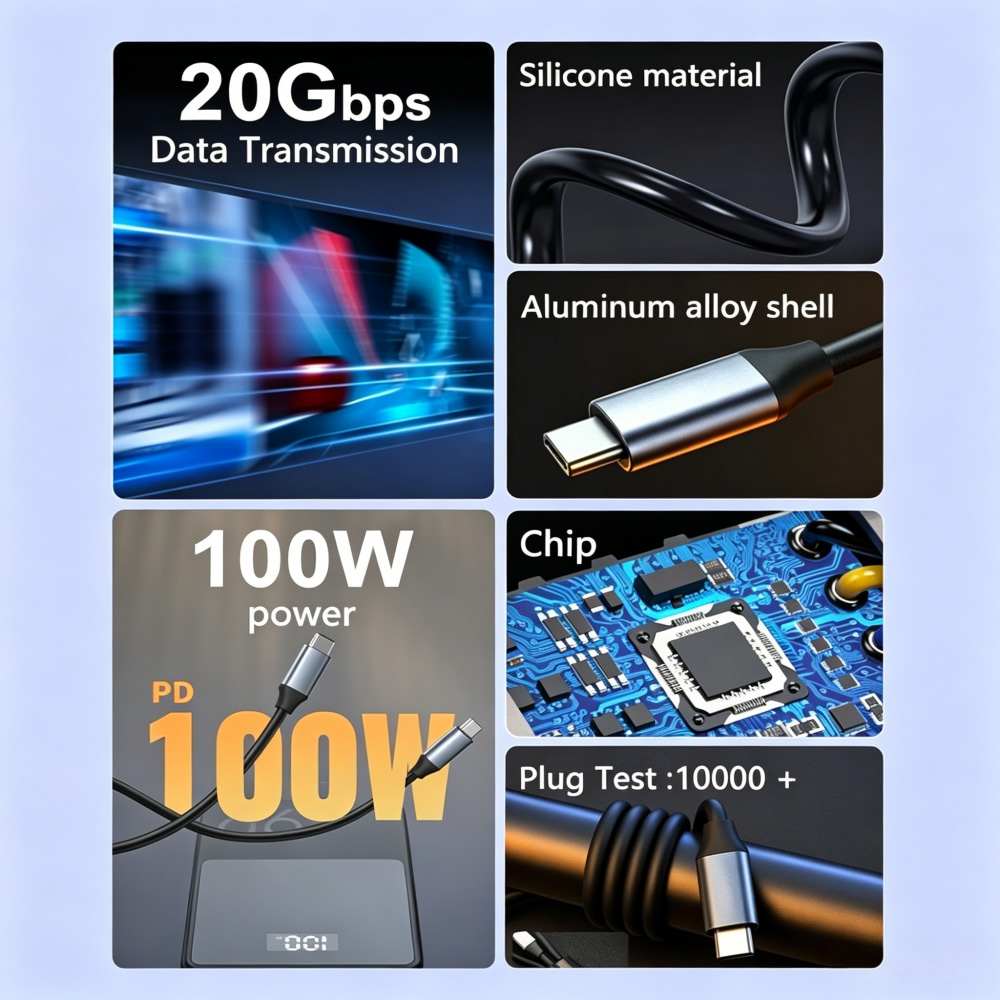 20Gbps USB 3.2 Type-C Cable 4K 60Hz