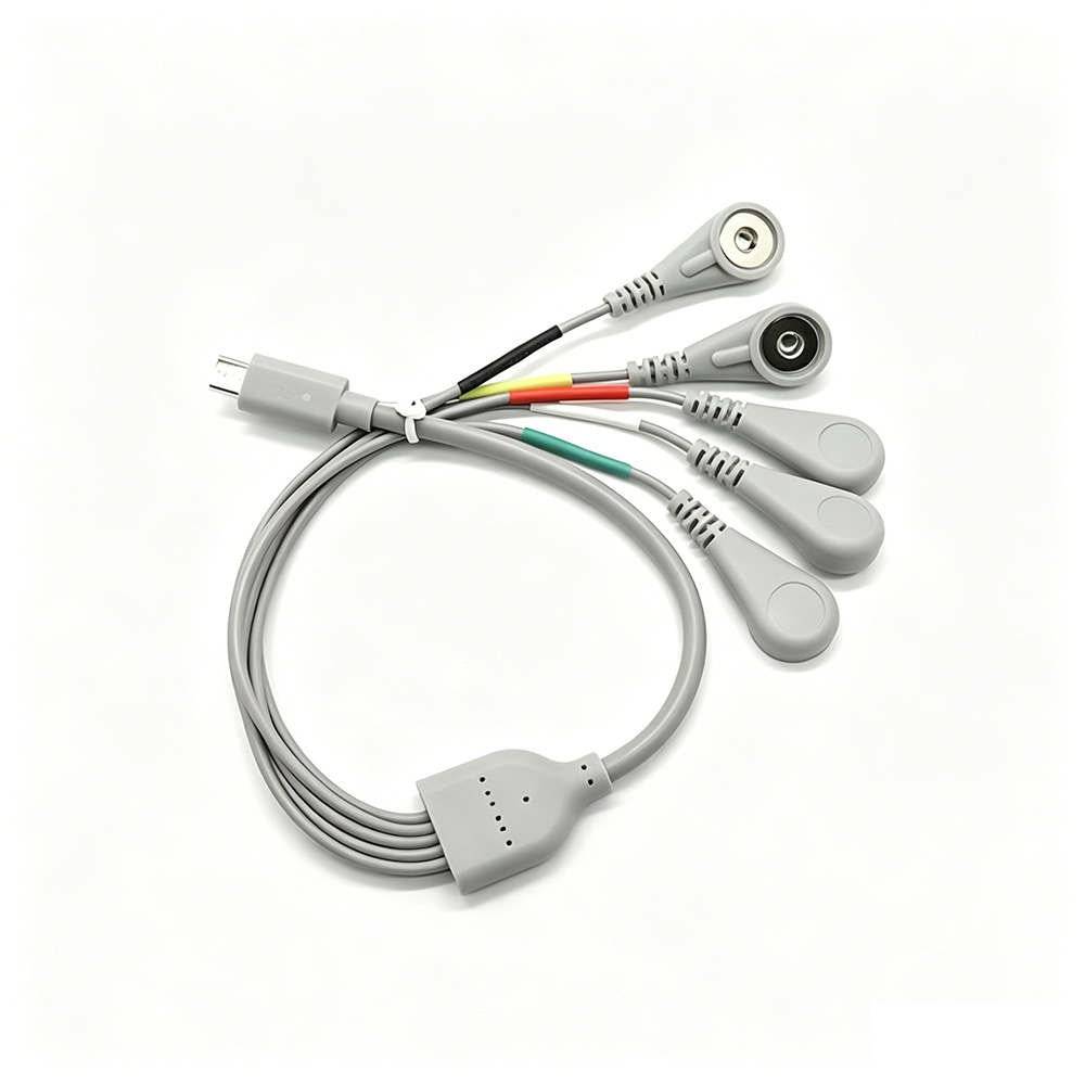 Medical Cable with USB Type C Micro To 3 Lead ECG Female Snap Shielding Lead Wire