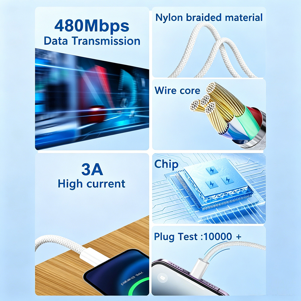 60W Nylon Braided  Type C to Type C Cable