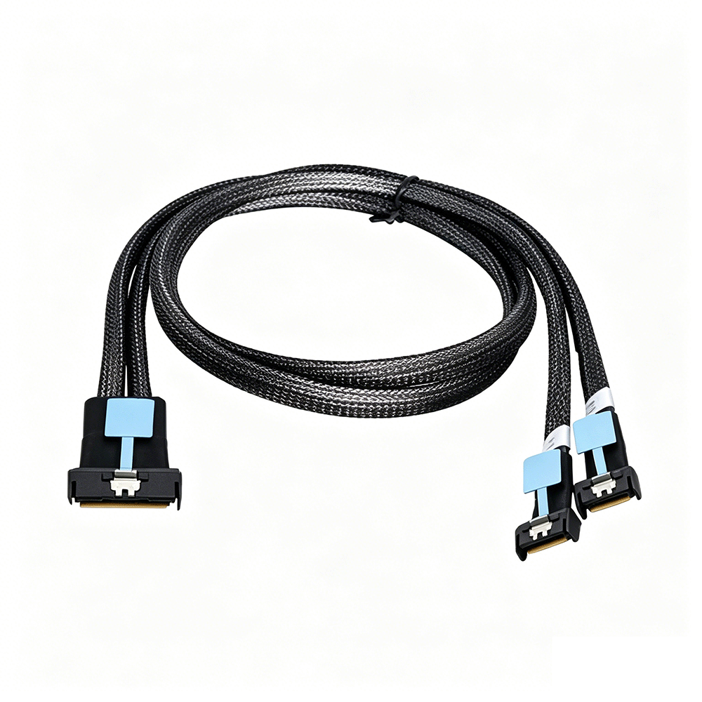 PCIE 5.0 MCIO 8X Straight to 2* MCIO 4X Straight Cable 
