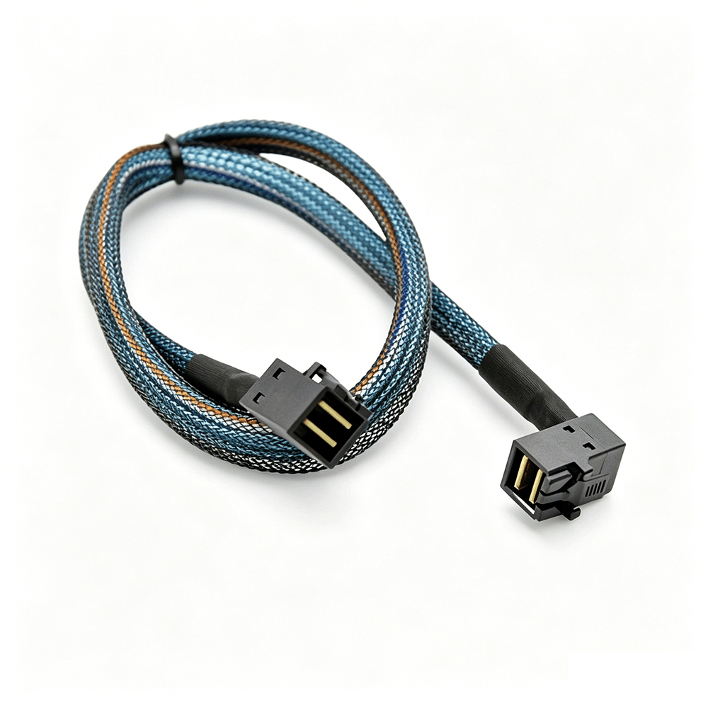 HD Mini SAS SFF-8643 to SFF-8643 Right Angle Cable 