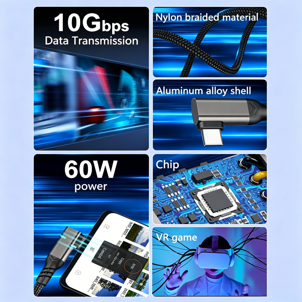 90 Degree 10Gbps USB 3.1 Gen 2 Cable 