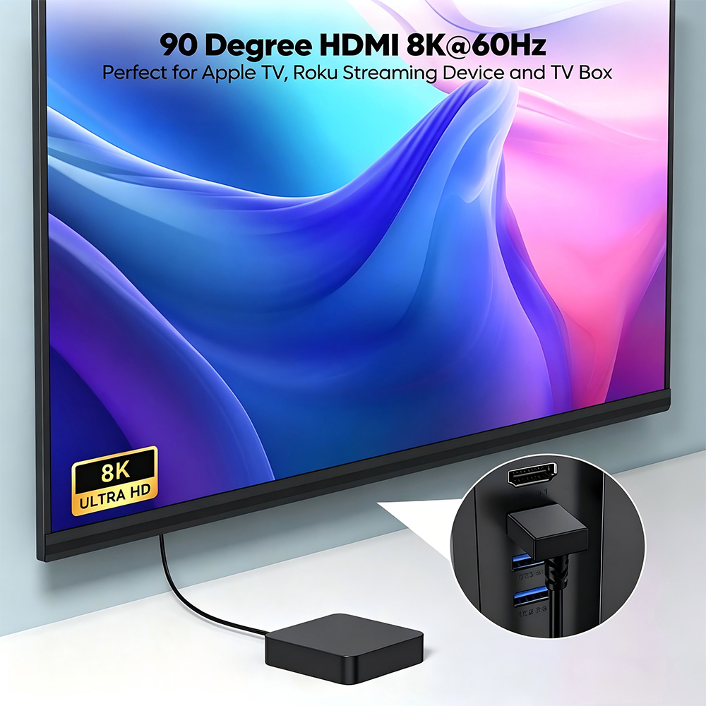 90 Degree 8K Ultra High Speed HDMI 2.1 Cable 