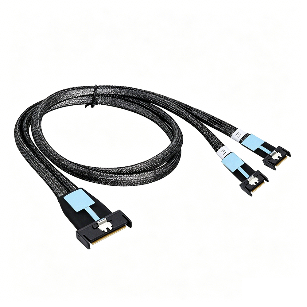 PCIE 5.0 MCIO 8X Straight to 2* MCIO 4X Straight Cable 