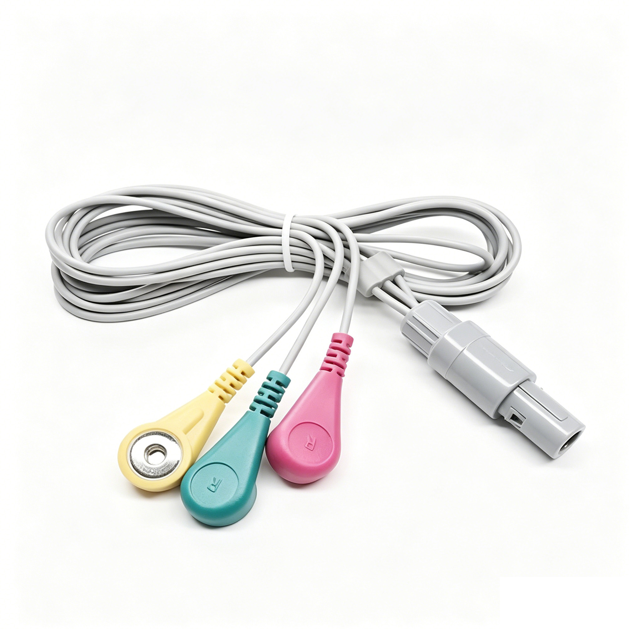 4Pin LEMO to 3 4 5 leads 3.9mm 4.0mm ecg snap button cable for Medical device 