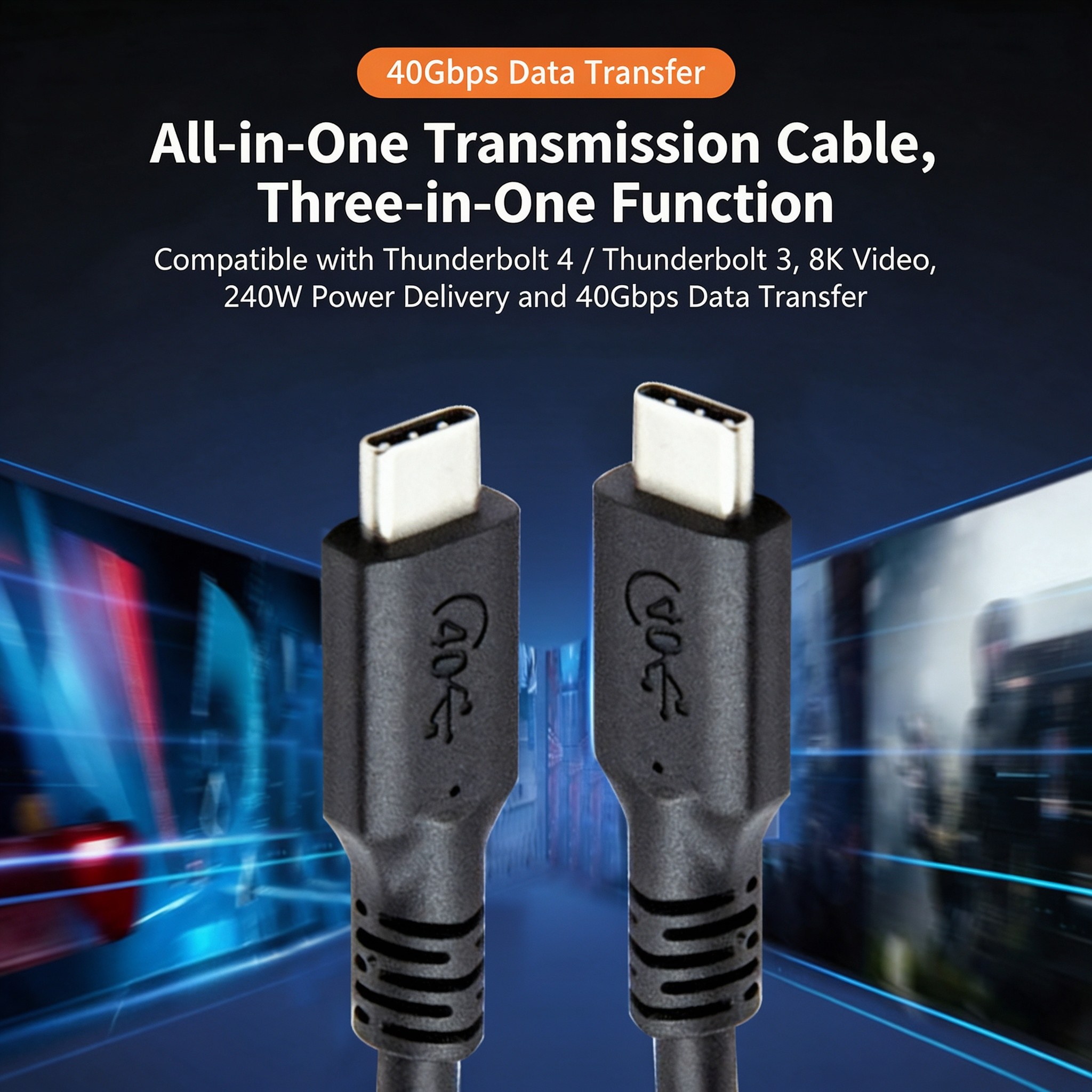 40Gbps TPE USB4 TYPE-C Cable 240W Fast charging 