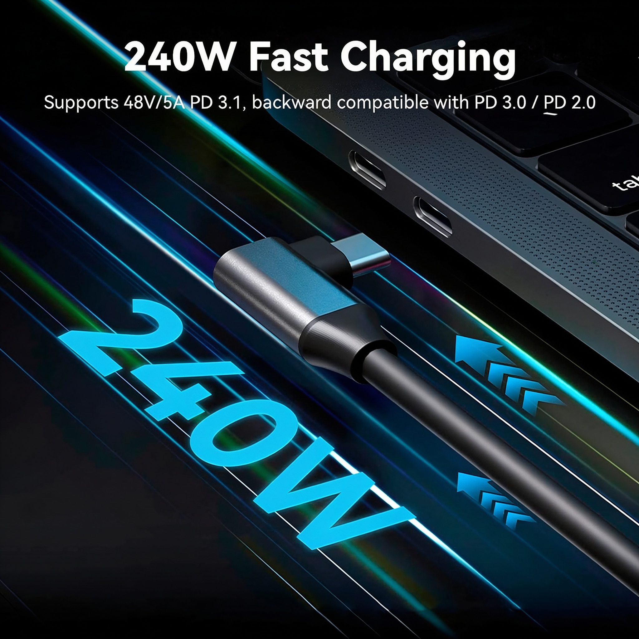 40Gbps Right Angle USB4 Type-C Cable 