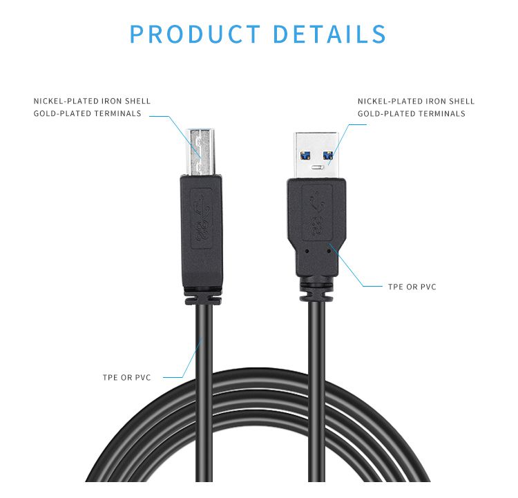 USB TO Micro-B 3.0 Printer Cable