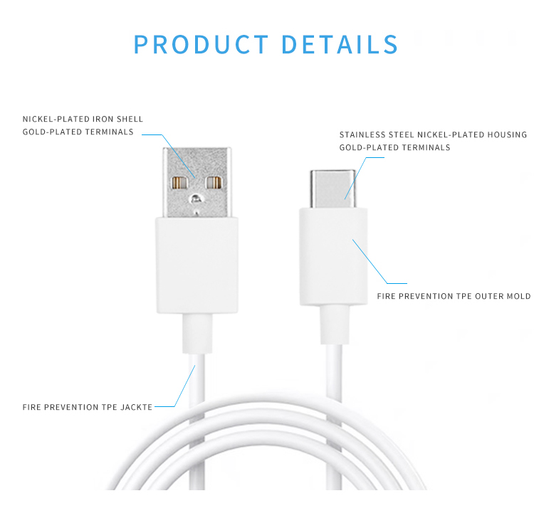 Usb  2.0 3A  Type C Fast Charging Cable 