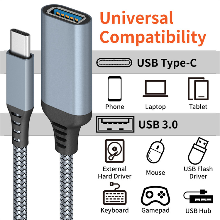 USB C To 3.0 Male To Female OTG Cable Adapter