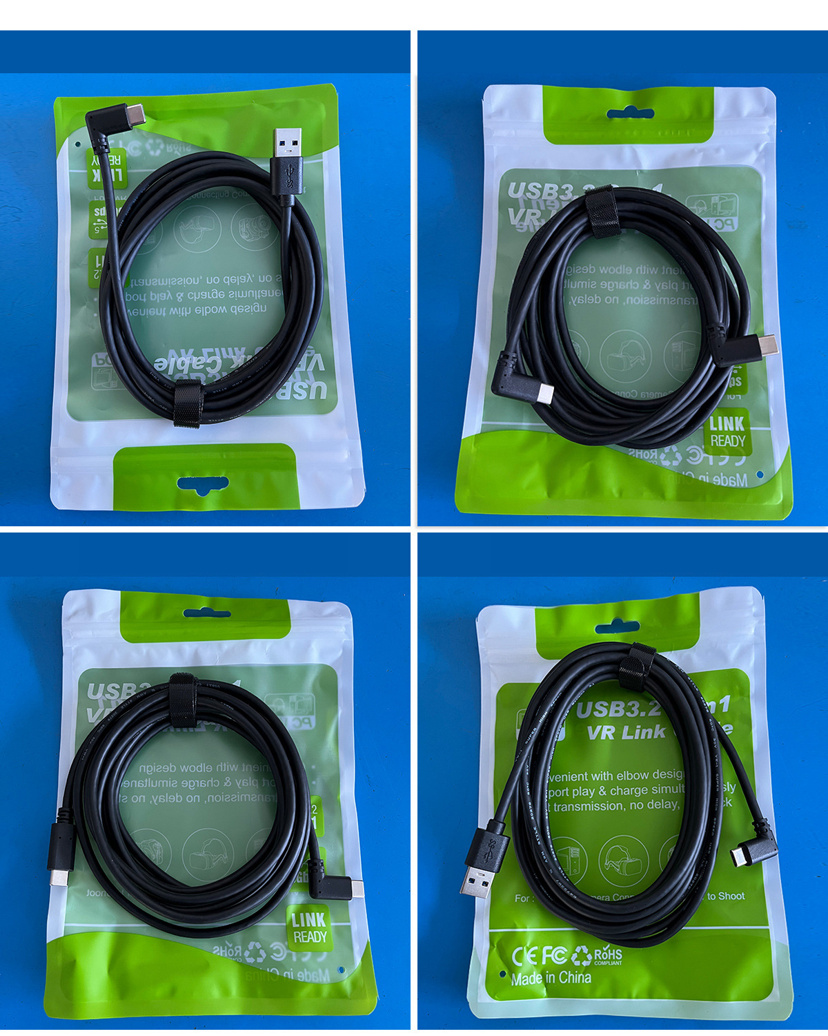 USB A to C Cable 90 Degree 60W 3A Type C Cord
