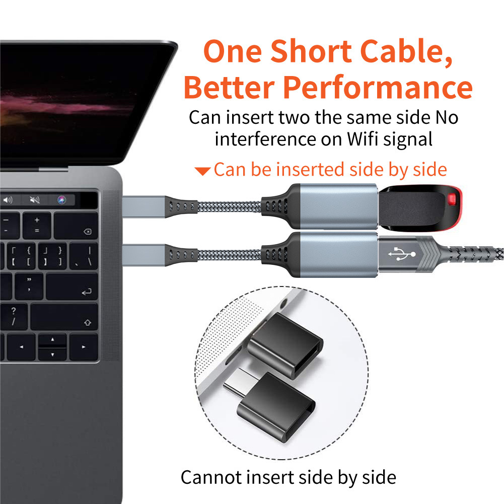 24AWG USB 3.0 C Male And USB A Female Extension Cable