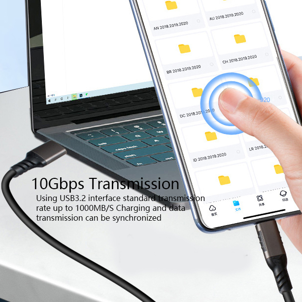 60W USB 3.2  TO TYPE C Cable 10Gbps 