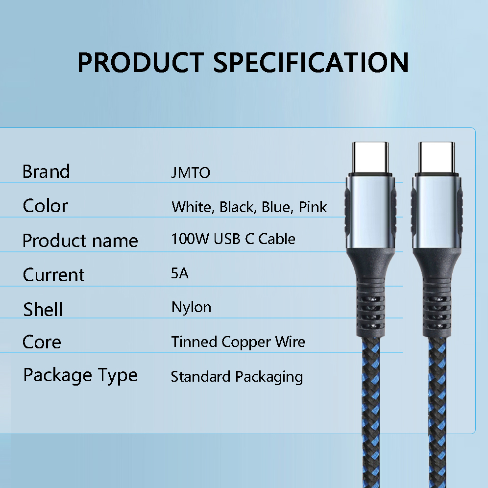 Nylon Braided USB Type C To C 100W Cable