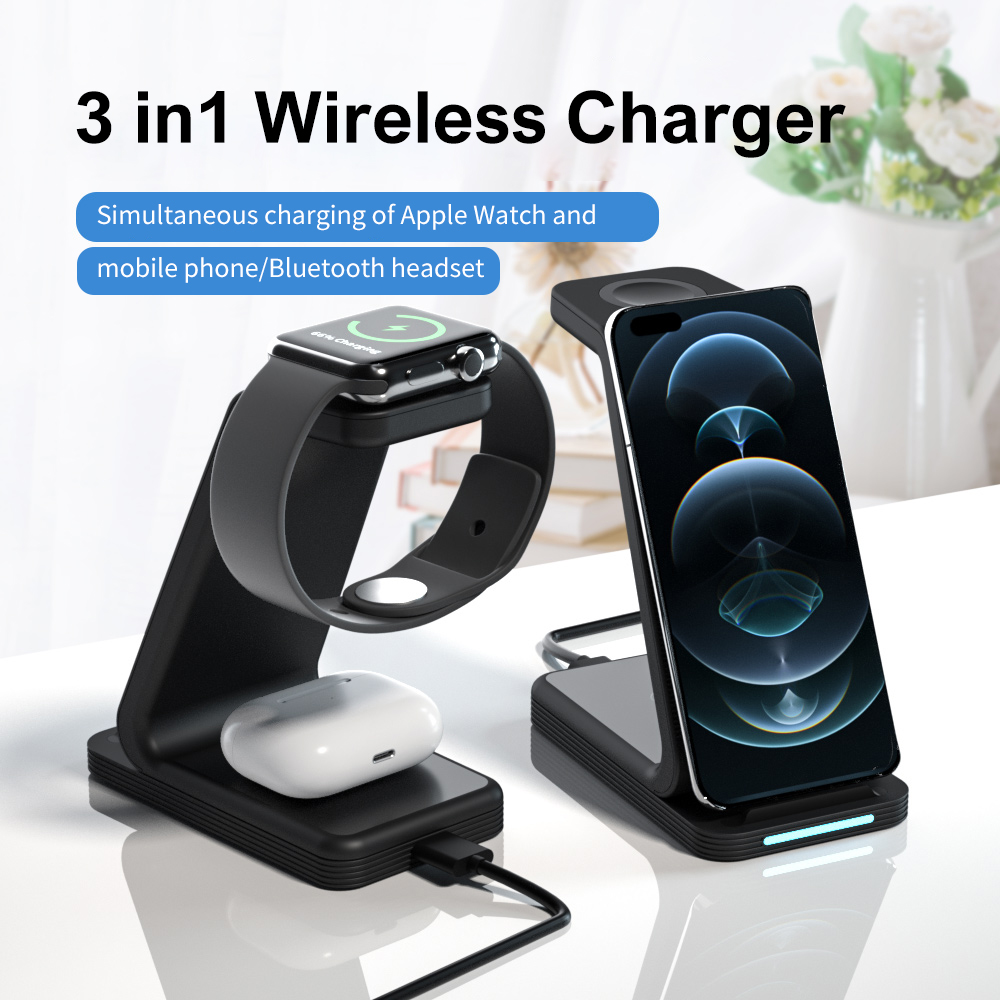 15W 3 In 1 Fast Wireless Charger Stand