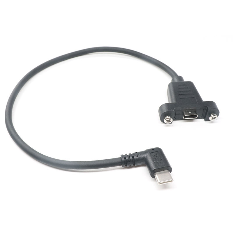 90 Degree USB 3.1 C To C Side Angle Dual Screw Locking Cable