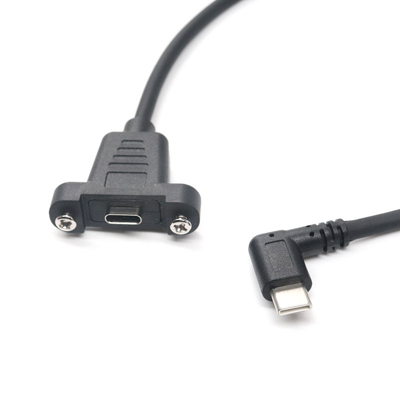 90 Degree USB 3.1 C To C Side Angle Dual Screw Locking Cable