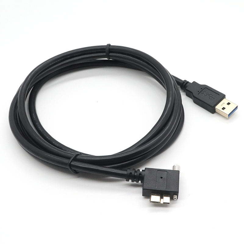 USB 3.0 A Male To Micro B Right Angle Screw Lock Cable