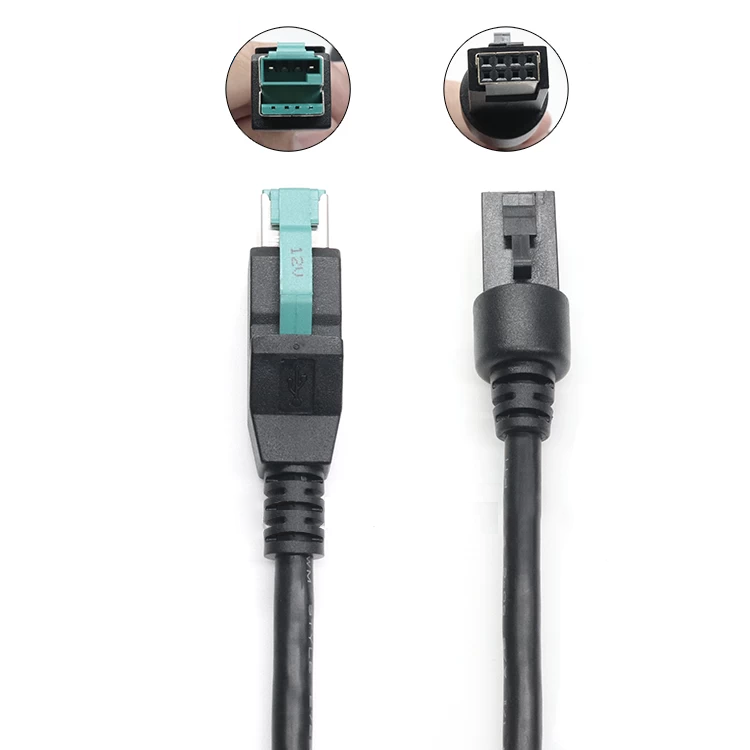 Custom 12V To 2x4P PoweredUSB Cable For NCR Printer Cable