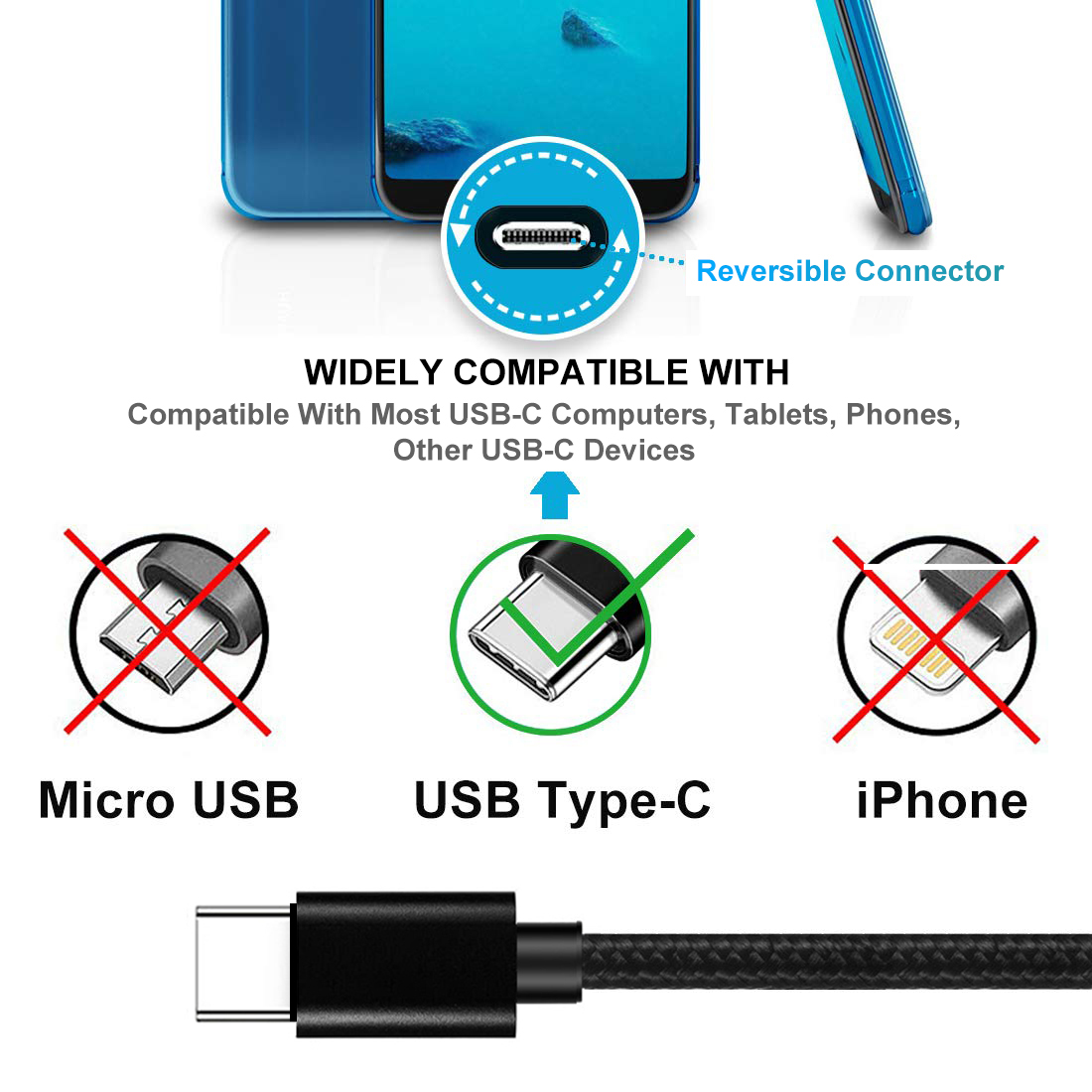 3A USB A To C Fast Charging Cable